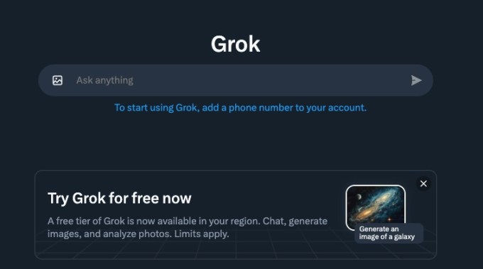 X is testing a free version of AI chatbot Grok