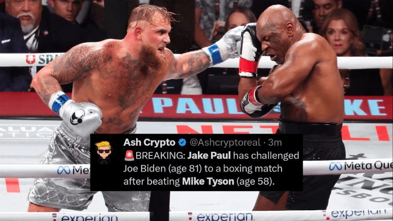 ‘Next up, Jake Paul vs Joe Biden’: Memes deliver a knock-out after 58-year-old Mike Tyson loses to YouTuber