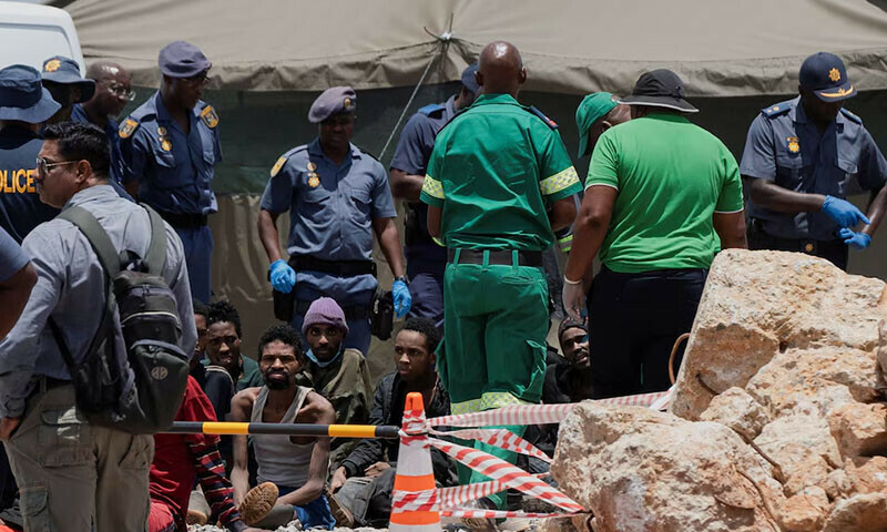 South Africa accused of ‘horrific’ crackdown as 78 corpses pulled from besieged mine